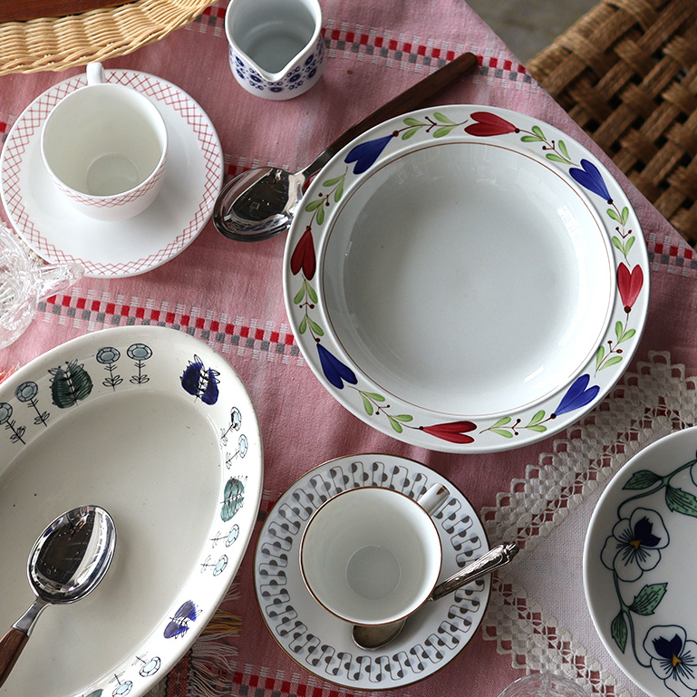 VINTAGE Gustavsberg Nät cup&saucer[pot250501] グ