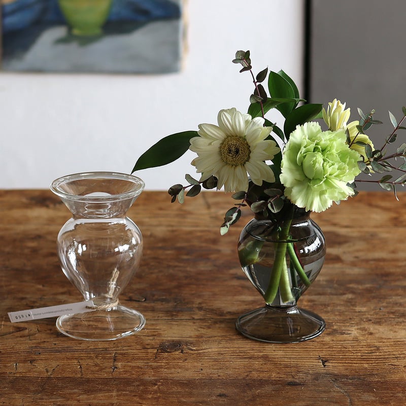 ガラスベース S クリア・グレー flower vase 花器 | piccolina | ピ