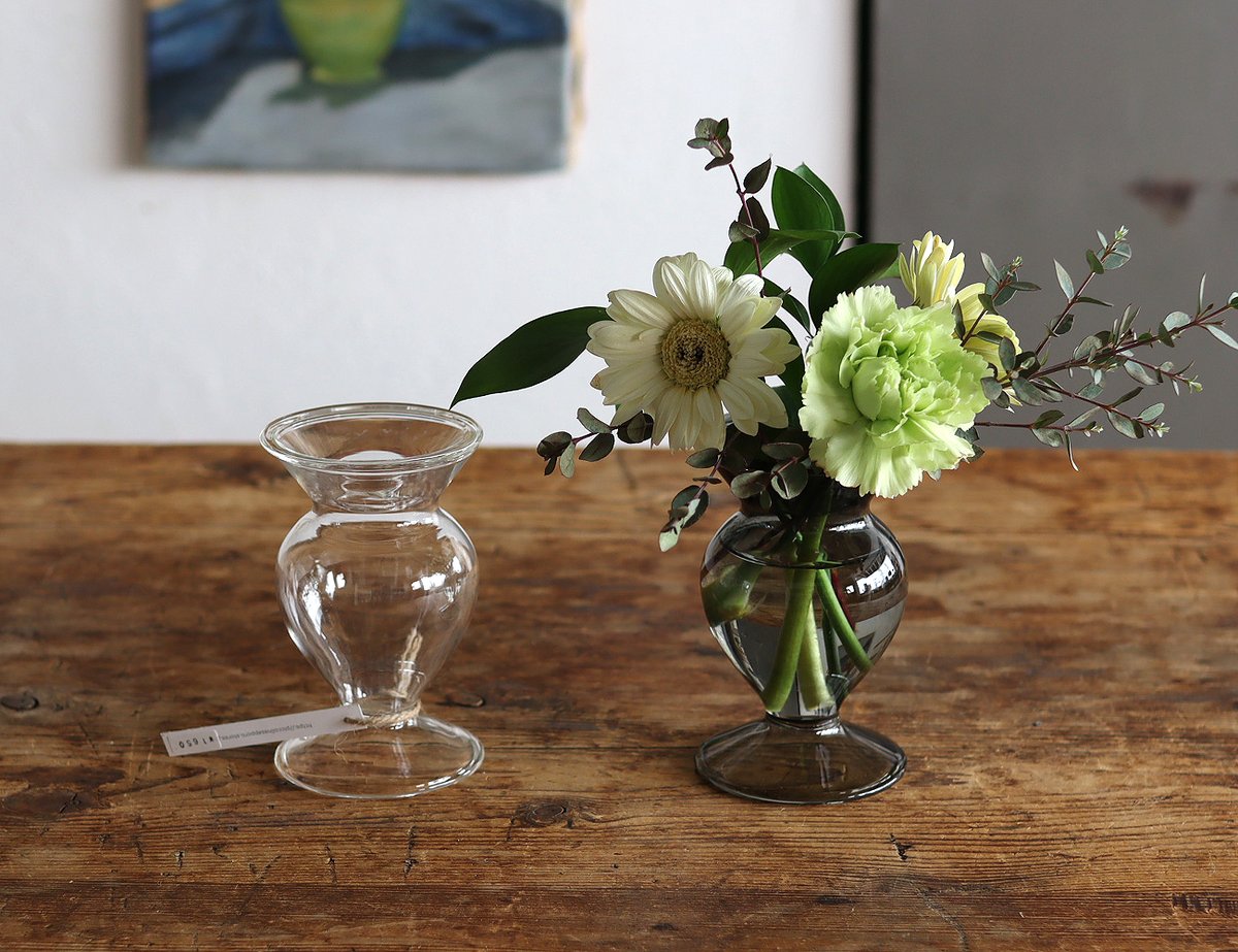 ガラスベース S クリア・グレー flower vase 花器 | piccolina | ピ