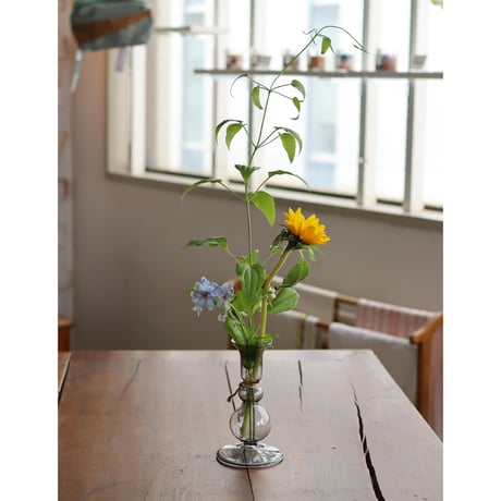 ガラスベースLONG B クリア・グレー flower vase 花器