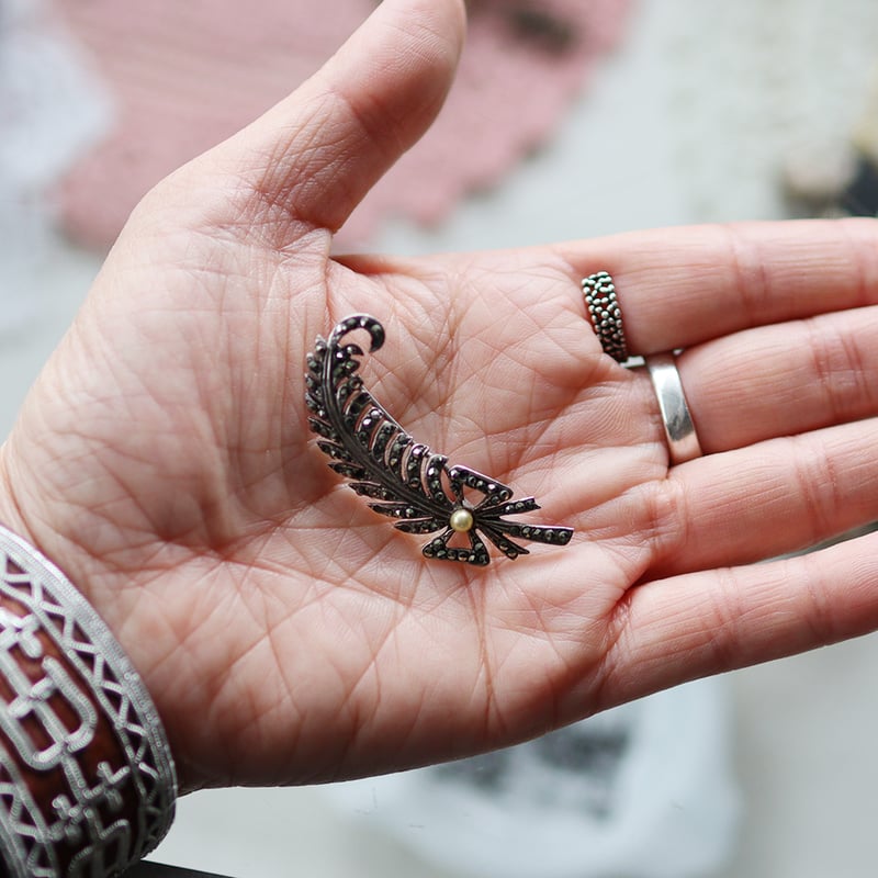 【アンティーク】ツバメブローチ マーカサイト Silver*マーカサイト*ヴィンテージツバメブローチ | Lucy