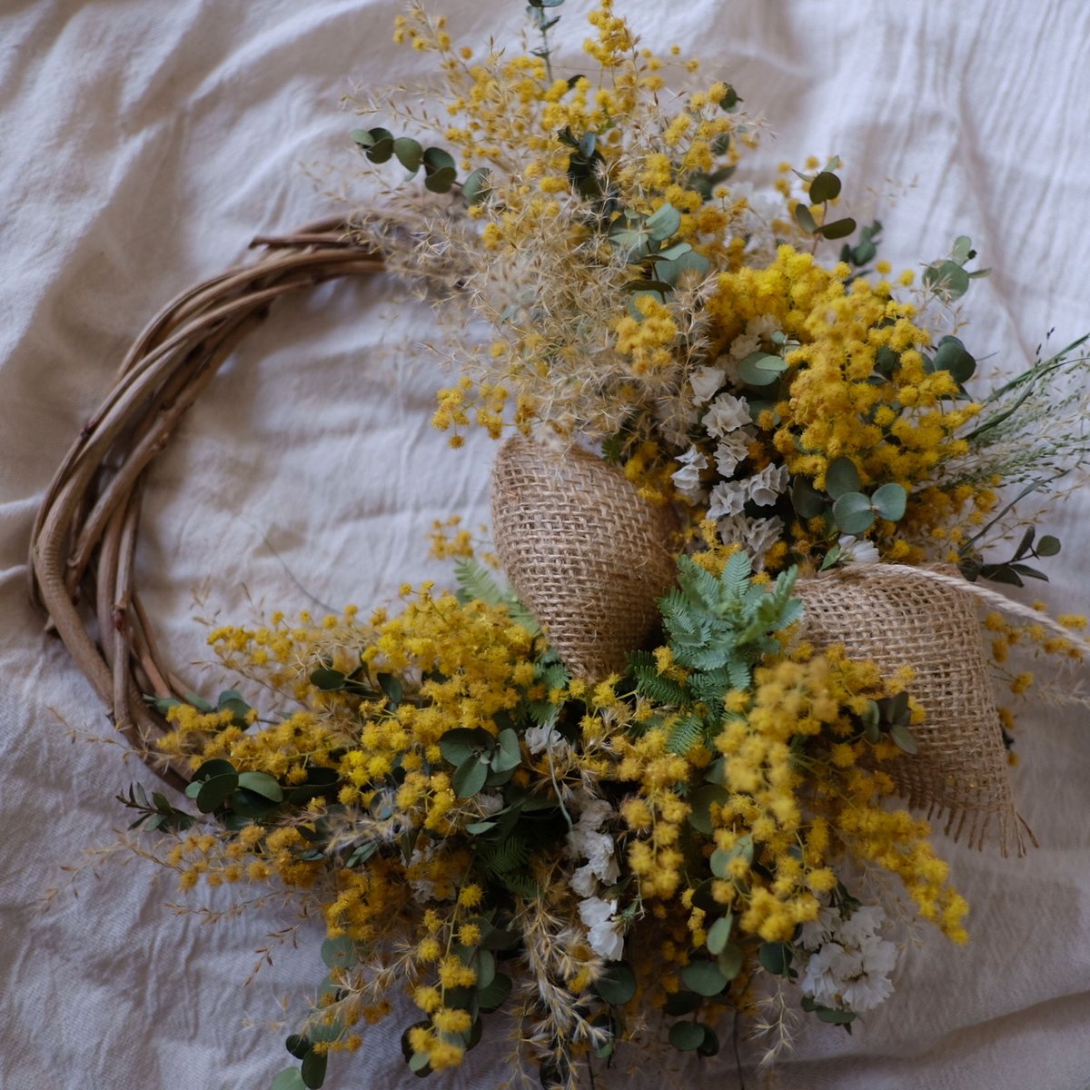 ミモザとススキのリース | morinowa's STORE