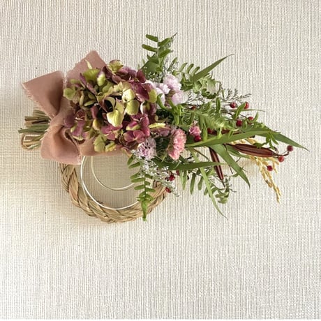 お正月飾り:リース型小紫陽花スワッグ