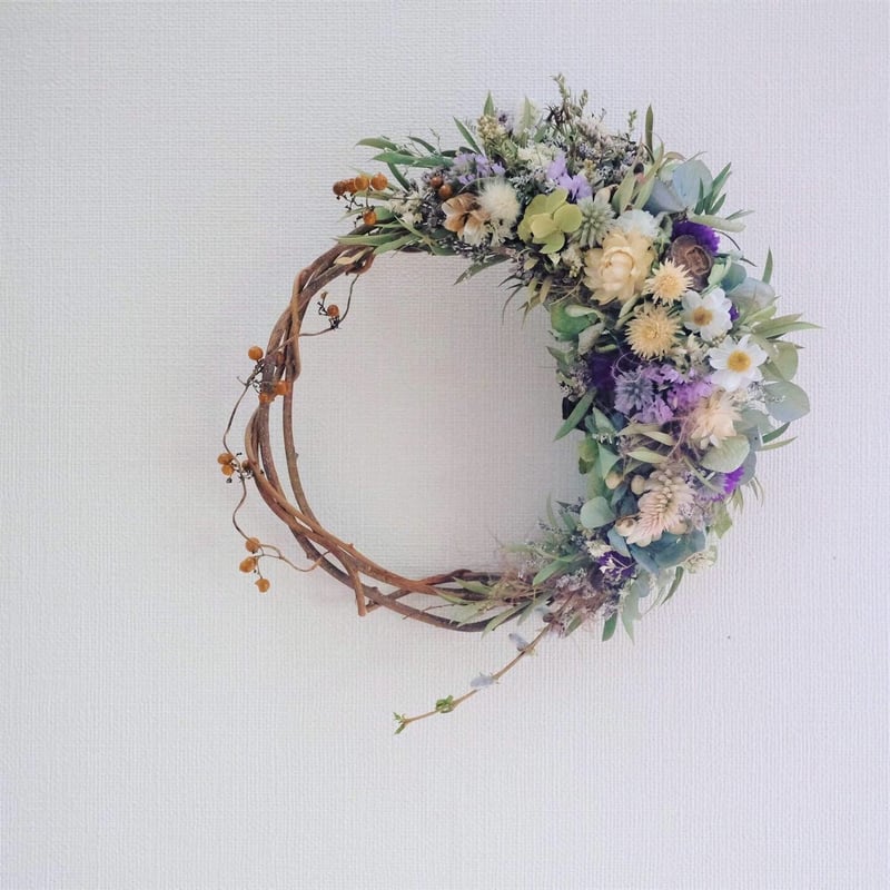 涼やかなブルーの三日月リース | morinowa's STORE