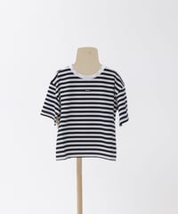 stripes ＋bear print T-shirt F(大人サイズ） black stripes×beige print