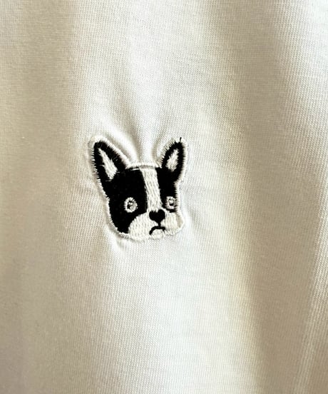 ROSIEE｜前後フレンチブルドッグワッペン風刺繍ロンT