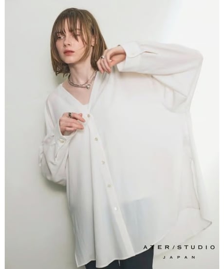 チュニック丈とろみシャツ