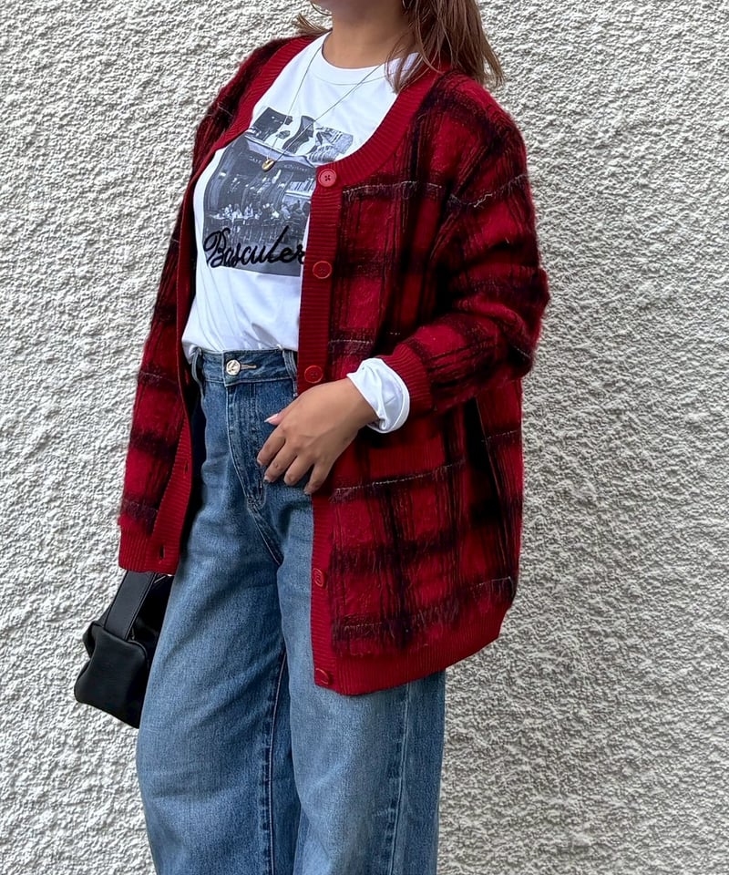 ROSIEE】オンブレチェック柄カーディガン R791237 | TO