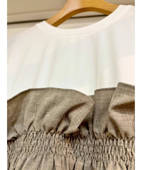 MONiLE｜シルケットTC天竺＆ポリエステル麻タッチキャミドッキングTシャツ