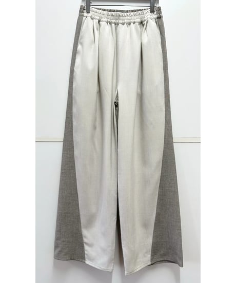 MONiLE｜麻タッチカービー前後配色タックパンツ
