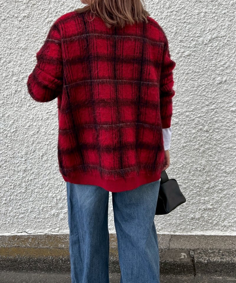 Rouje Paris RONNYカーディガン 36 半袖 チェック 赤 Rouje Paris RONNYカーディガン 36 半袖 チェック 赤