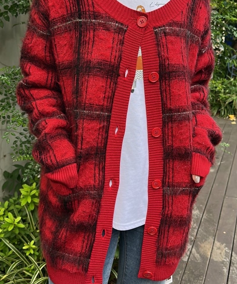 ROSIEE】オンブレチェック柄カーディガン R791237 | TO