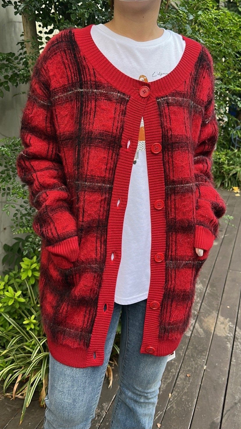 ROSIEE】オンブレチェック柄カーディガン R791237 | TO