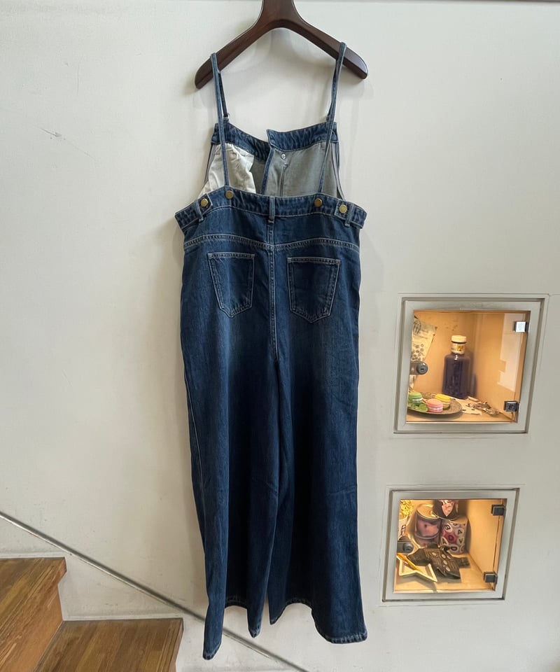 わんこマフラー　デニムリメイク リメイク風サロペットデニムワイドパンツ | TO