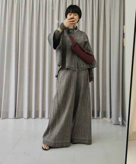 【ayane】　ダンガリーサイドガゼットワイドパンツ　856710