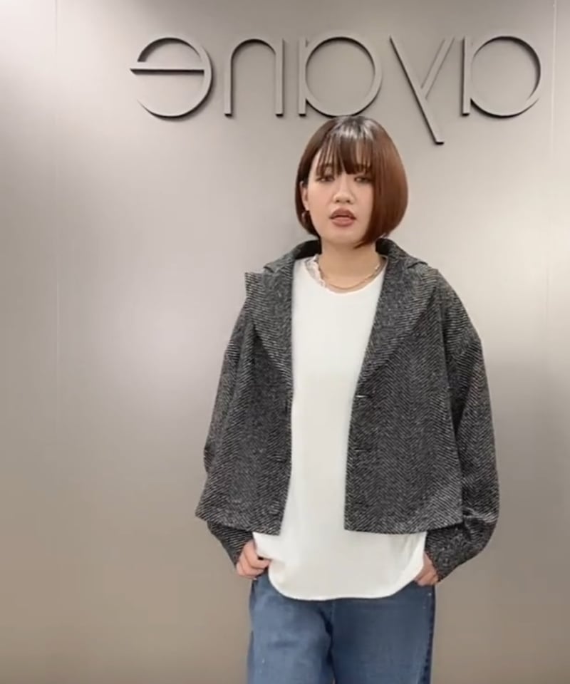数量限定【ayane】ヘリンボーン柄スライバージャケット875802 | TO
