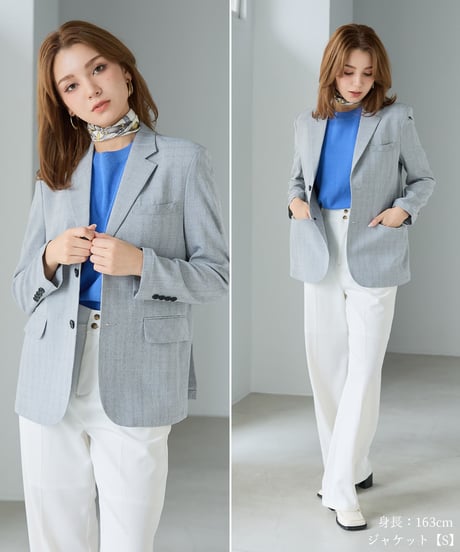 《BOYSHE Cool Summer CHECK Suit》シングルブレスト＆スリムスラックス【セットアップ】グレー