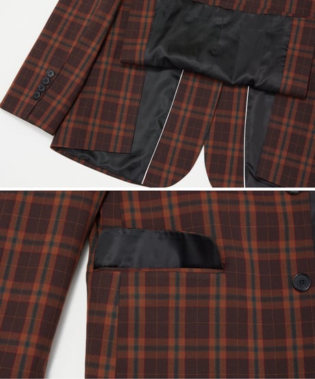 《BOYSHE Check Suit》シングルブレスト＆スリムスラックス【セットアップ】ブラウン