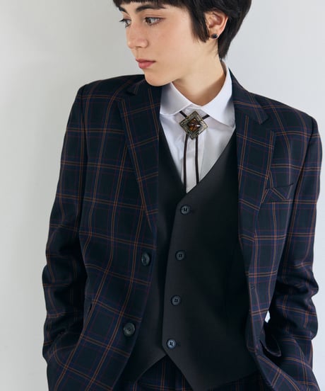《BOYSHE Check Suit》シングルブレスト＆スリムスラックス【セットアップ】ネイビー