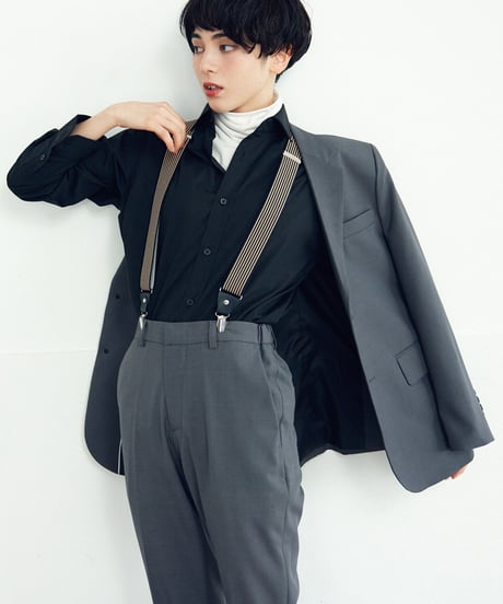 《BOYSHE Basic Suit》シングルブレスト＆スリムスラックス【セットアップ】グレー