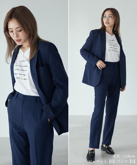 《BOYSHE Basic Suit》シングルブレスト＆スリムスラックス【セットアップ】ネイビー