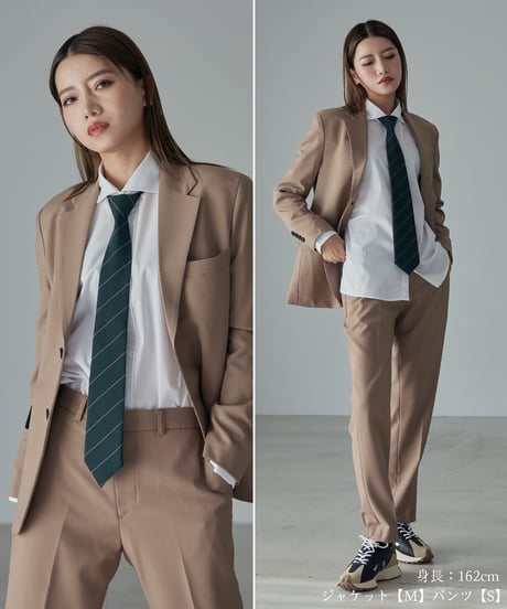 《BOYSHE Basic Suit》シングルブレスト＆スリムスラックス【セットアップ】ベージュ