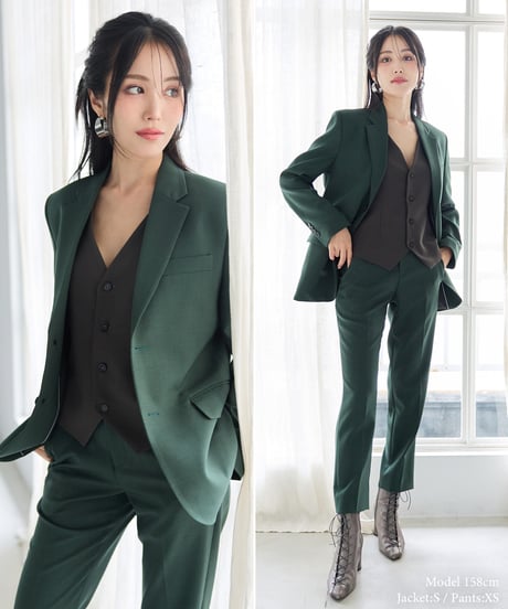 《BOYSHE Basic Suit》シングルブレスト＆スリムスラックス【セットアップ】グリーン