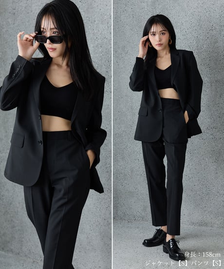 《BOYSHE Cool Summer Suit》シングルブレスト＆スリムスラックス【セットアップ】ブラック
