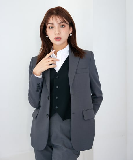 《BOYSHE Basic Suit》シングルブレスト＆スリムスラックス【セットアップ】グレー