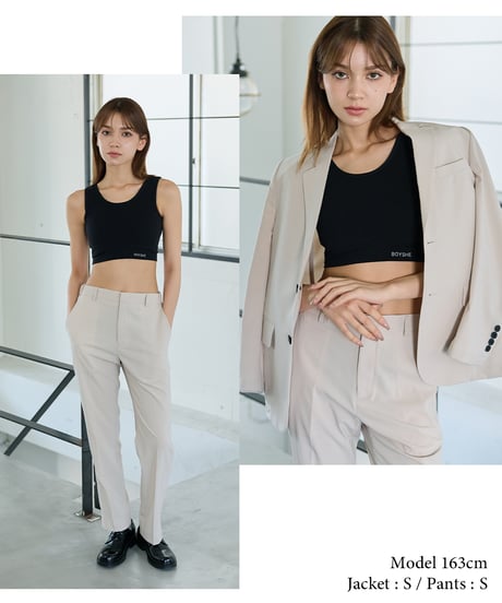 《BOYSHE Cool Summer Suit》シングルブレスト＆スリムスラックス【セットアップ】アイボリー