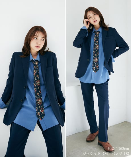 《BOYSHE Basic Suit》シングルブレスト＆スリムスラックス【セットアップ】ネイビー