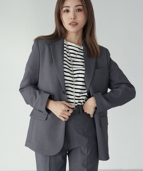 《BOYSHE Basic Suit》シングルブレスト＆スリムスラックス【セットアップ】グレー