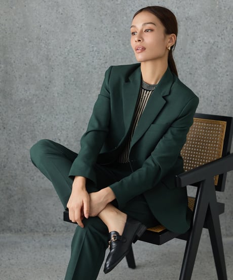 《BOYSHE Basic Suit》シングルブレスト＆スリムスラックス【セットアップ】グリーン
