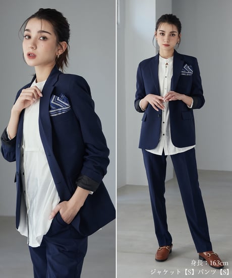 《BOYSHE Basic Suit》シングルブレスト＆スリムスラックス【セットアップ】ネイビー