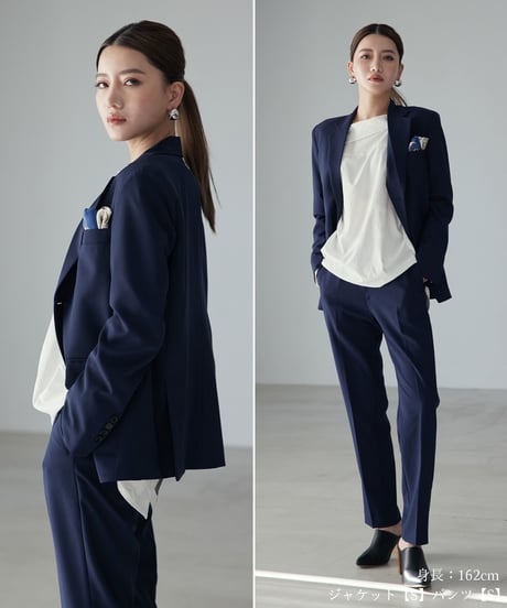 《BOYSHE Basic Suit》シングルブレスト＆スリムスラックス【セットアップ】ネイビー
