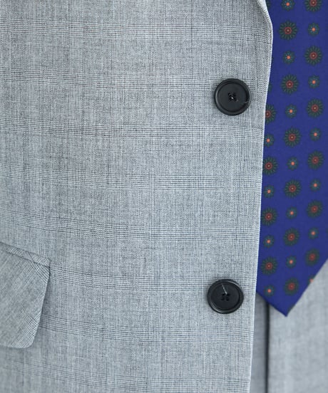 《BOYSHE Cool Summer CHECK Suit》シングルブレスト＆スリムスラックス【セットアップ】グレー