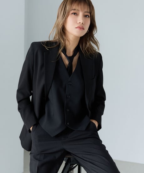 《BOYSHE Basic Suit》シングルブレスト＆スリムスラックス【セットアップ】ブラック