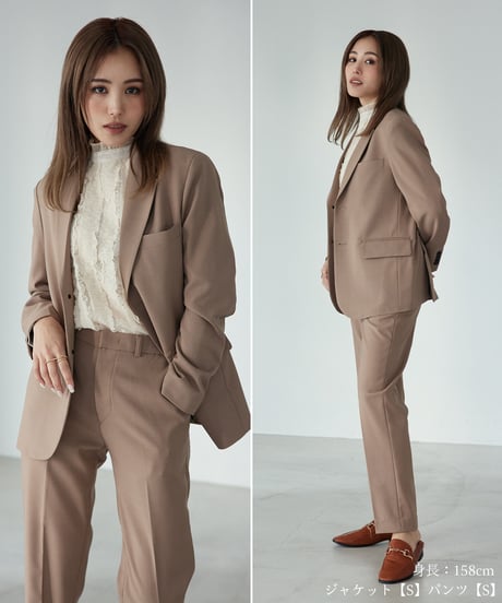 《BOYSHE Basic Suit》シングルブレスト＆スリムスラックス【セットアップ】ベージュ