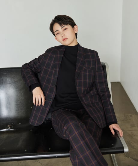 《BOYSHE Check Suit》シングルブレスト＆スリムスラックス【セットアップ】ネイビー