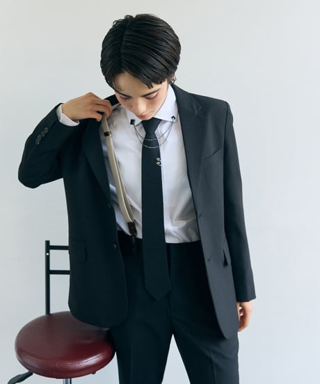 《BOYSHE Basic Suit》シングルブレスト＆スリムスラックス【セットアップ】ブラック