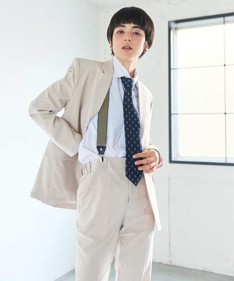 《BOYSHE Cool Summer Suit》シングルブレスト＆スリムスラックス【セットアップ】アイボリー