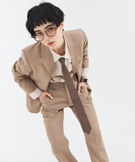 《BOYSHE Basic Suit》シングルブレスト＆スリムスラックス【セットアップ】ベージュ