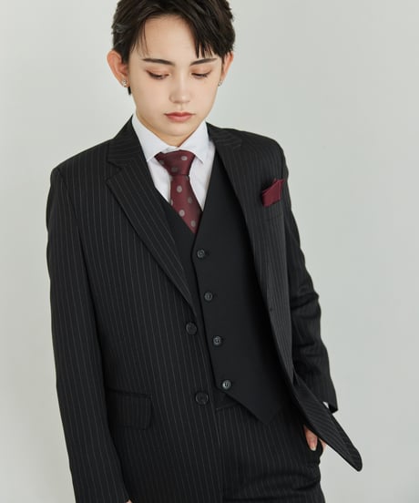 《BOYSHE Stripe Suit》シングルブレスト＆スリムスラックス【セットアップ】ストライプ ブラック