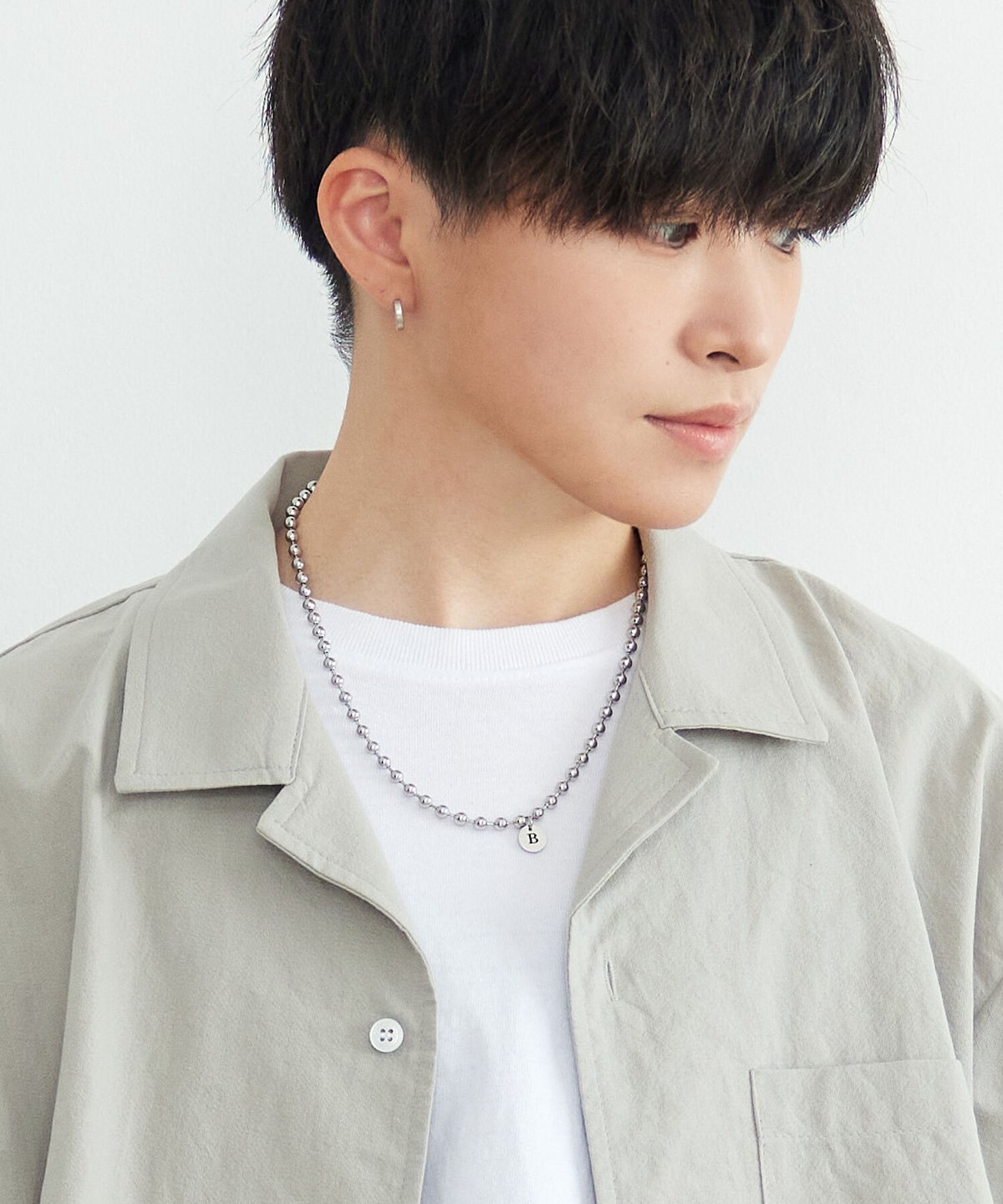 Bコイン サージカルスチール ボールチェーンネックレス | BOYSHE Bコイン サージカルスチール ボールチェーンネックレス | BOYSHE