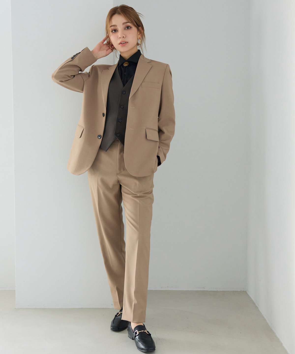 BOYSHE Basic Suit》シングルブレスト＆スリムスラックス【セットアップ】ベージ...