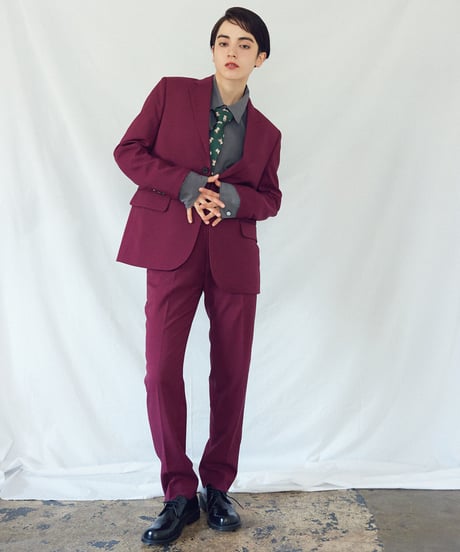 《BOYSHE Basic Suit》シングルブレスト＆スリムスラックス【セットアップ】ワインレッド