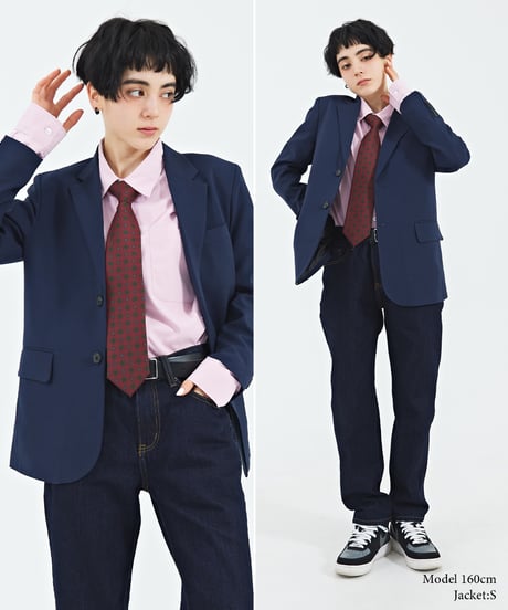 《BOYSHE Basic Suit》シングルブレスト＆スリムスラックス【セットアップ】ネイビー