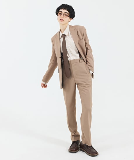 《BOYSHE Basic Suit》シングルブレスト＆スリムスラックス【セットアップ】ベージュ