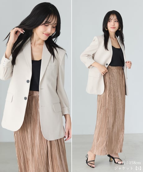 《BOYSHE Cool Summer Suit》シングルブレスト＆スリムスラックス【セットアップ】アイボリー
