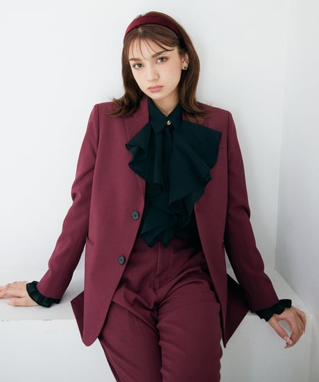 《BOYSHE Basic Suit》シングルブレスト＆スリムスラックス【セットアップ】ワインレッド